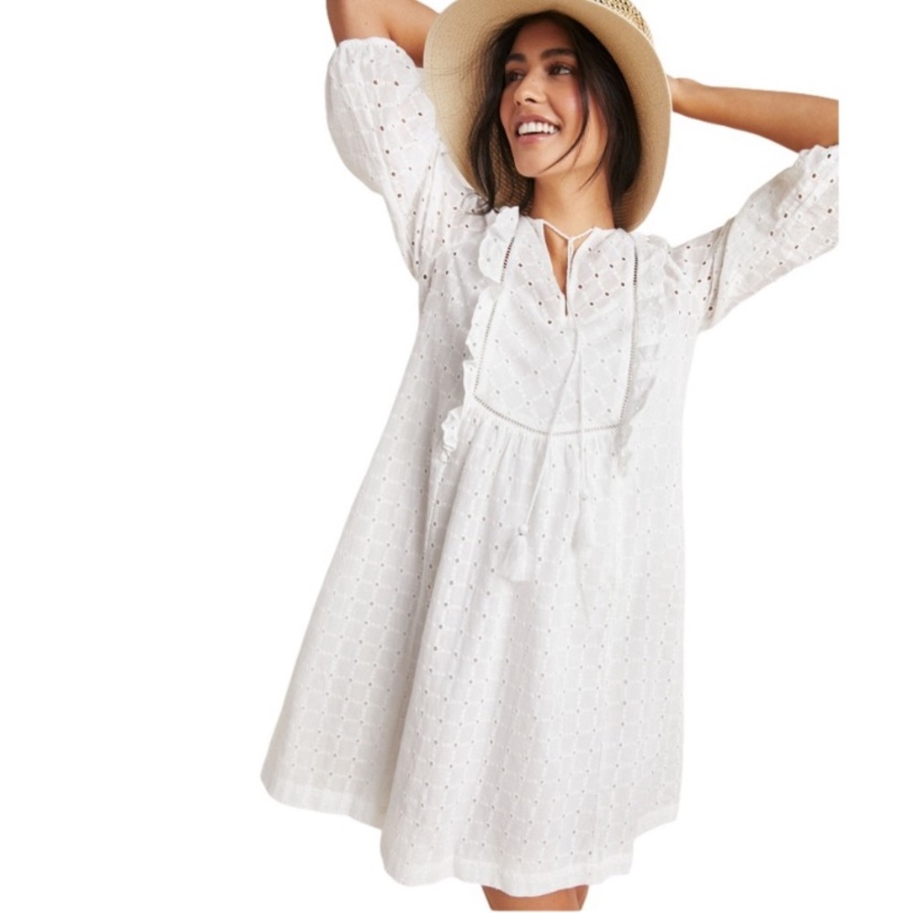 Anthropologie NWT Size 6 Thames Eyelet White Mini Dress